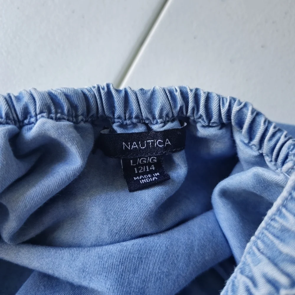 NAUTICA Girls Romper DENIM RUFFLES PANTS SZ 12/14